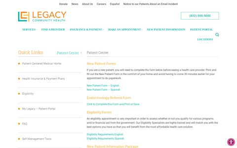 Patient Center - Legacy Community Health