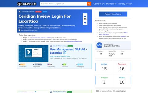 Ceridian Inview Login For Luxottica - Logins-DB