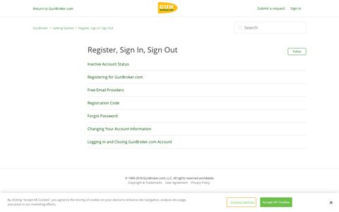 Register, Sign In, Sign Out – GunBroker