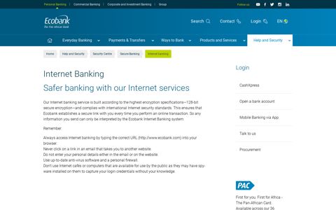Internet banking - Ecobank