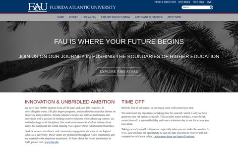 FAU Jobs Homepage : Florida Atlantic University