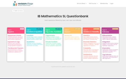 IB Maths SL Questionbank - Revision Village