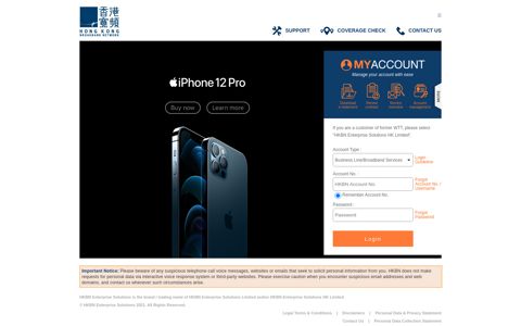 HKBN Enterprise Solutions – MyAccount