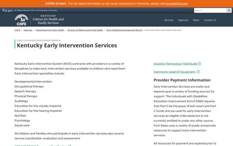 Kentucky Early Intervention Services - Cabinet for Health and ...