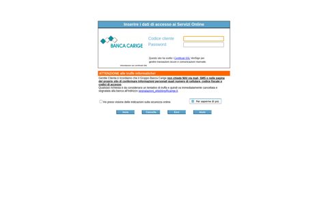 Logon servizi Internet Banking - Banca Carige