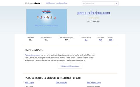 Pem.onlinejmc.com website. JMC NextGen.