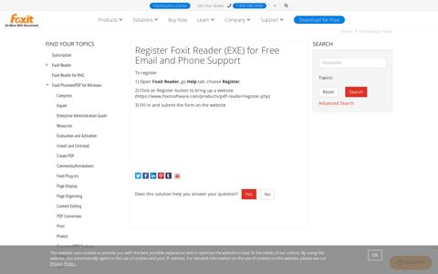 Register Foxit Reader (EXE) for Free Email and Phone Support