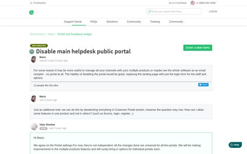 Disable main helpdesk public portal : Freshdesk