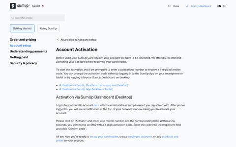 Account Activation – Support Center