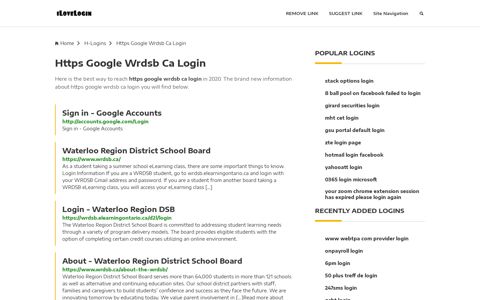 Https Google Wrdsb Ca Login ❤️ One Click Access - iLoveLogin