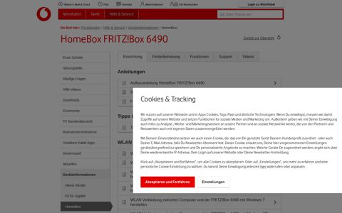 HomeBox FRITZ!Box 6490 - Vodafone Kabel Deutschland ...