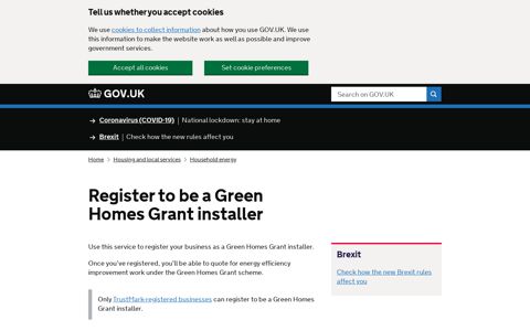 Register to be a Green Homes Grant installer - GOV.UK