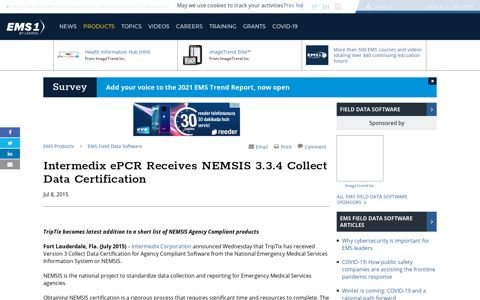Intermedix ePCR Receives NEMSIS 3.3.4 Collect Data ...