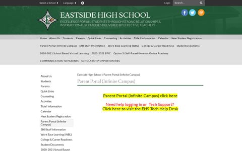 Parent Portal (Infinite Campus) - Eastside High School