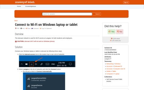 Connect to Wi-Fi on Windows laptop or tablet - RightAnswers