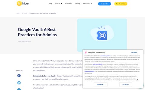 Google Vault: 6 Best Practices for Admins | Blog | Hiver™