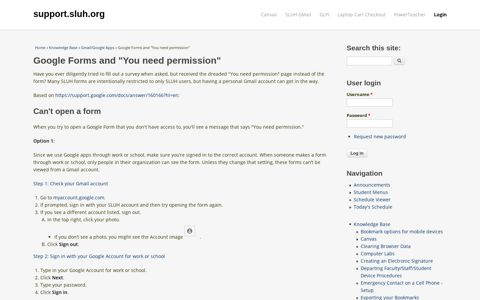 Google Forms and "You need permission" | support.sluh.org