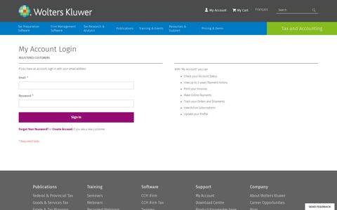 My Account Login - Wolters Kluwer
