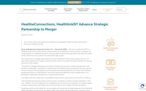 HealtheConnections, HealthlinkNY Advance Strategic ...