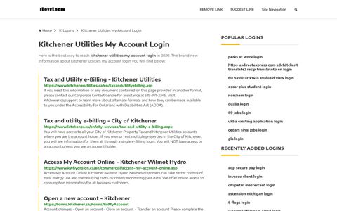 Kitchener Utilities My Account Login ❤️ One Click Access