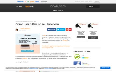 Como usar o Kiwi no seu Facebook | Notícias | TechTudo
