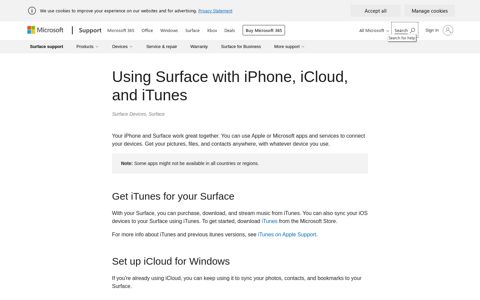 Using Surface with iPhone, iCloud, and iTunes