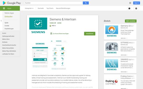 Siemens & Intertrain – Apps bei Google Play