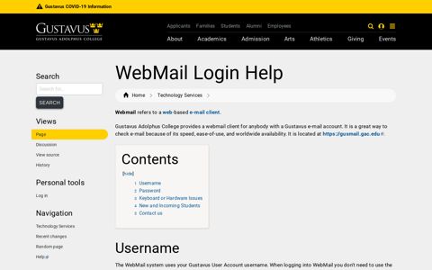 WebMail Login Help | Technology Services - Gustavus ...