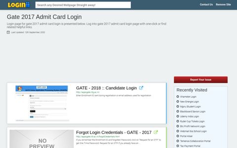 Gate 2017 Admit Card Login - Loginii.com