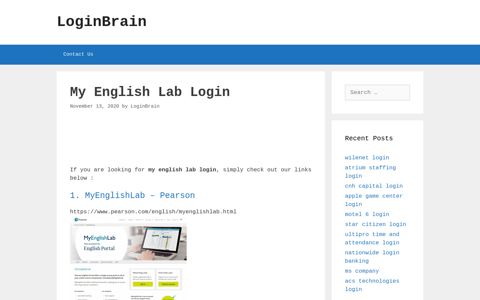 My English Lab Myenglishlab - Pearson - LoginBrain