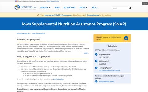 Iowa Supplemental Nutrition Assistance Program (SNAP ...