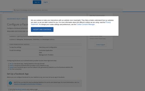 Configure a Facebook Authentication Provider - Salesforce Help