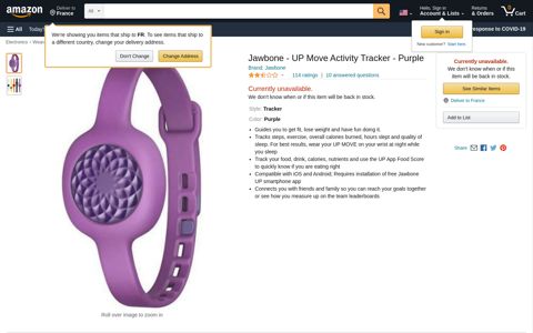 Jawbone - UP Move Activity Tracker - Purple ... - Amazon.com