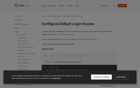 Configure Default Login Routes - Auth0