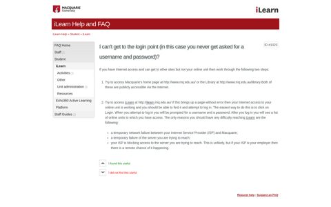I can't get to the login point (in this case you ... - iLearn Help