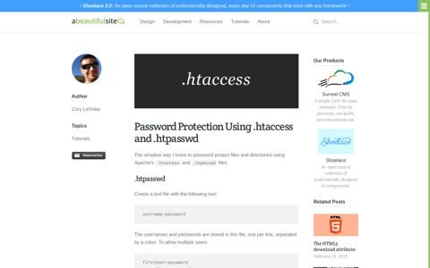 Password Protection Using .htaccess and .htpasswd · A ...