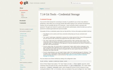 Credential Storage - Git