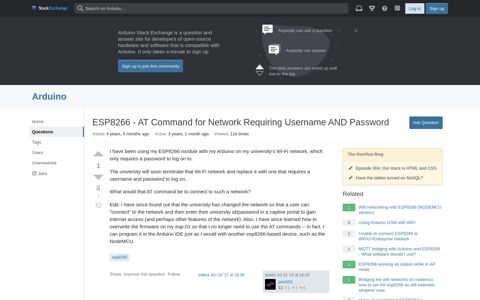 ESP8266 - AT Command for Network Requiring Username ...