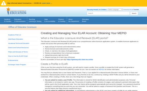 Creating and Managing Your ELAR Account: Obtaining Your ...