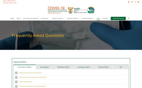 FAQ's - SA Corona Virus Online Portal