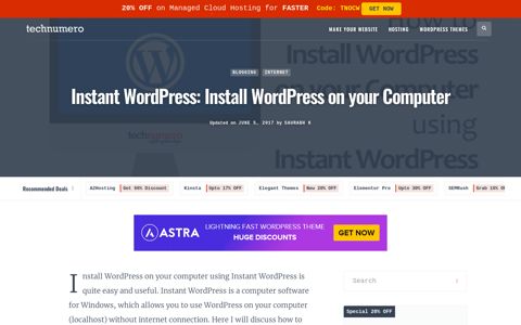 Instant WordPress: Install WordPress on your Computer