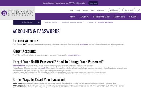 Accounts & Passwords - Furman University