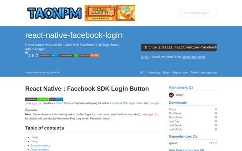 Package - react-native-facebook-login