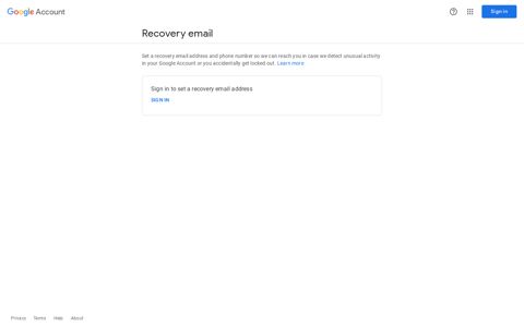 Recovery email - Google Account