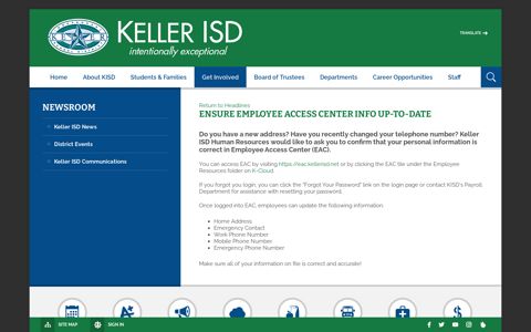 Ensure Employee Access Center Info Up-to-Date - Keller ISD