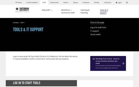 Tools & IT support | Victoria University | Melbourne Australia