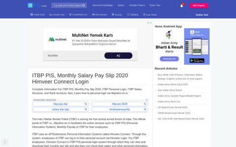 ITBP PIS, Monthly Salary Pay Slip 2020 Himveer Connect Login