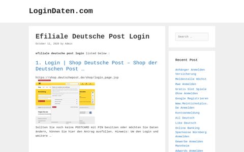 Efiliale Deutsche Post - Login | Shop Deutsche Post - Shop Der ...