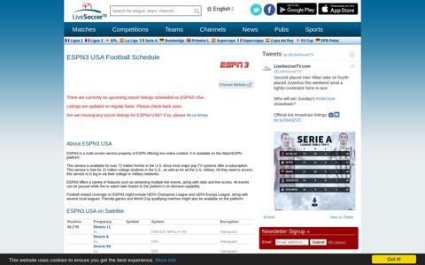 ESPN3 USA Football Coverage :: Soccer Channels, Cable ...