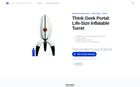 Think Geek Portal: Life-Size Inflatable Turret - The Geek Gift